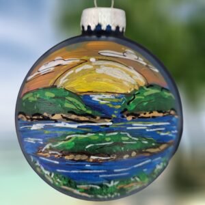 Cadillac Mountain Acadia Painted Glass Ornament