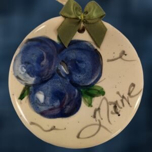 Blueberry Round Flat Ceramic Ornament