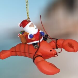 Santa Riding a Lobster Resin Ornament