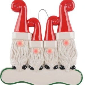Gnome Christmas Family of Four Personalized Ornament
