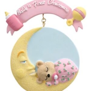 Baby Girl First Christmas Moon Personalized Ornament